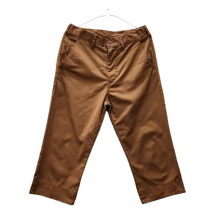 [BUNJANG] Vintage Basic Camel Brown 7/10 Sleeve Pants (Size S) / 빈티지 베이직 카멜브라운 칠부 바지 S