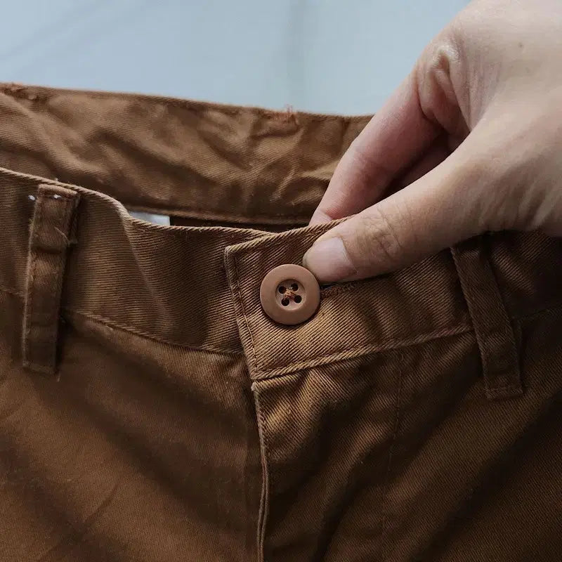 [BUNJANG] Vintage Basic Camel Brown 7/10 Sleeve Pants (Size S) / 빈티지 베이직 카멜브라운 칠부 바지 S