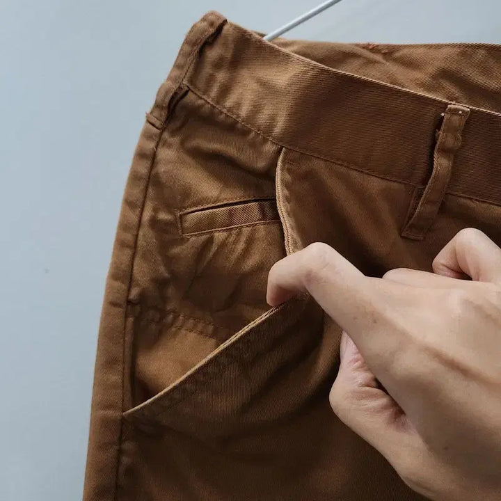 [BUNJANG] Vintage Basic Camel Brown 7/10 Sleeve Pants (Size S) / 빈티지 베이직 카멜브라운 칠부 바지 S