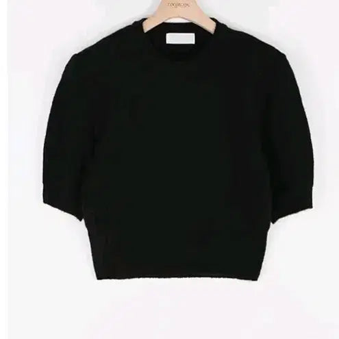 [BUNJANG] Black Short Sleeve Round Neck Knit / 블랙 반팔 라운드 니트