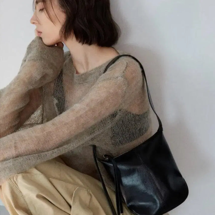 [BUNJANG] Ladybag Black Leather Shoulder Bag / 레이드백 have 미니백