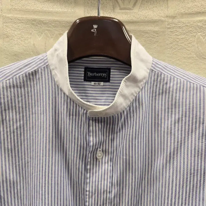 [BUNJANG] Burberry Striped Mandarin Collar Shirt (Size 105) / 버버리 스트라이프 차이나 카라 셔츠 41-82(105)