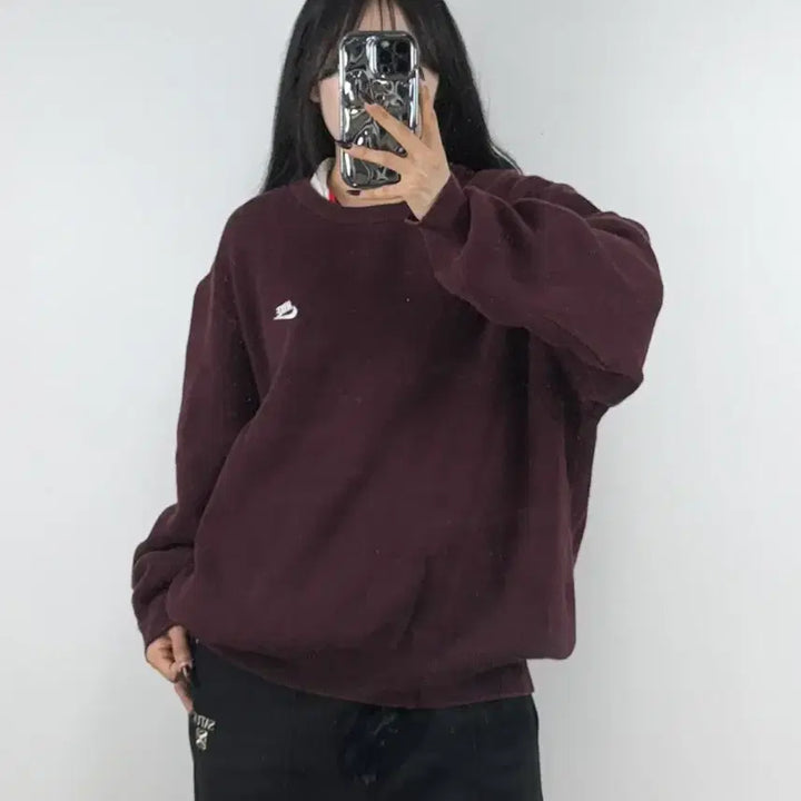 [BUNJANG] Nike Club Crewneck Knit Burgundy 2XL / 나이키 클럽 크루넥 니트 버건디 E70