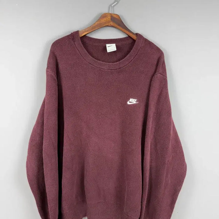 [BUNJANG] Nike Club Crewneck Knit Burgundy 2XL / 나이키 클럽 크루넥 니트 버건디 E70