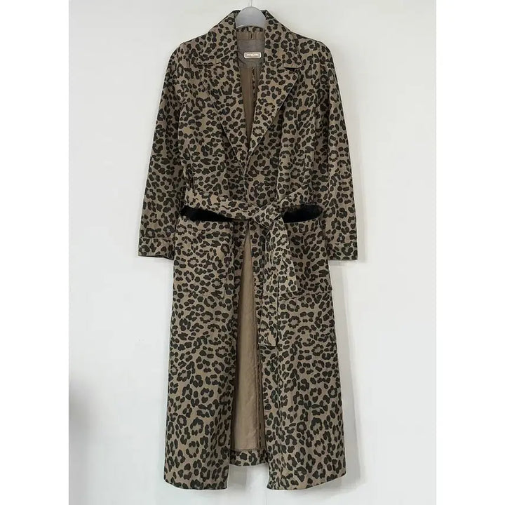 [BUNJANG] Simonetta Ravizza Leopard Mink Trim Long Coat / SIMONETTA RAVIZZA 레오파드 롱코트