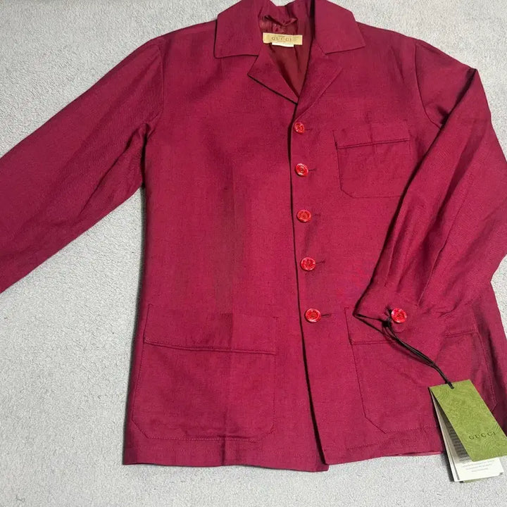 [BUNJANG] Gucci Linen Shirt Jacket Red Pink Size 36 / 새제품 구찌 린넨 레드핑크컬러 셔츠자켓 셔켓 / 프라다 샤넬 에르메스 로