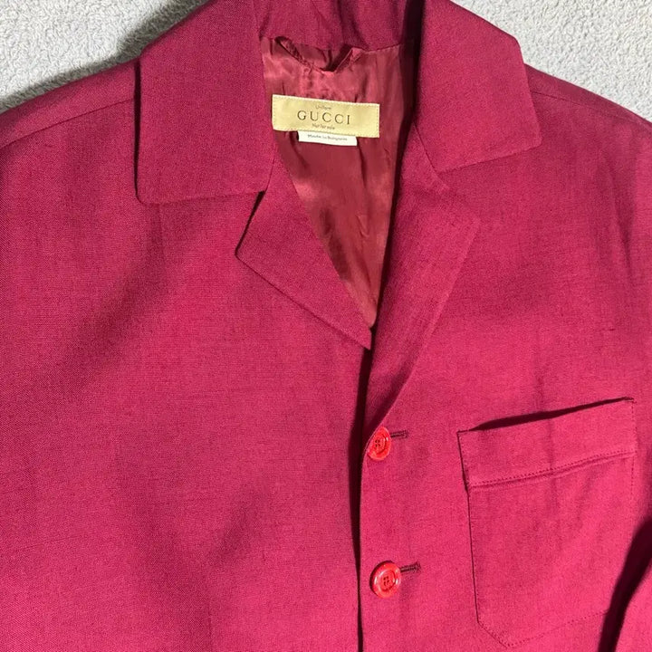 [BUNJANG] Gucci Linen Shirt Jacket Red Pink Size 36 / 새제품 구찌 린넨 레드핑크컬러 셔츠자켓 셔켓 / 프라다 샤넬 에르메스 로