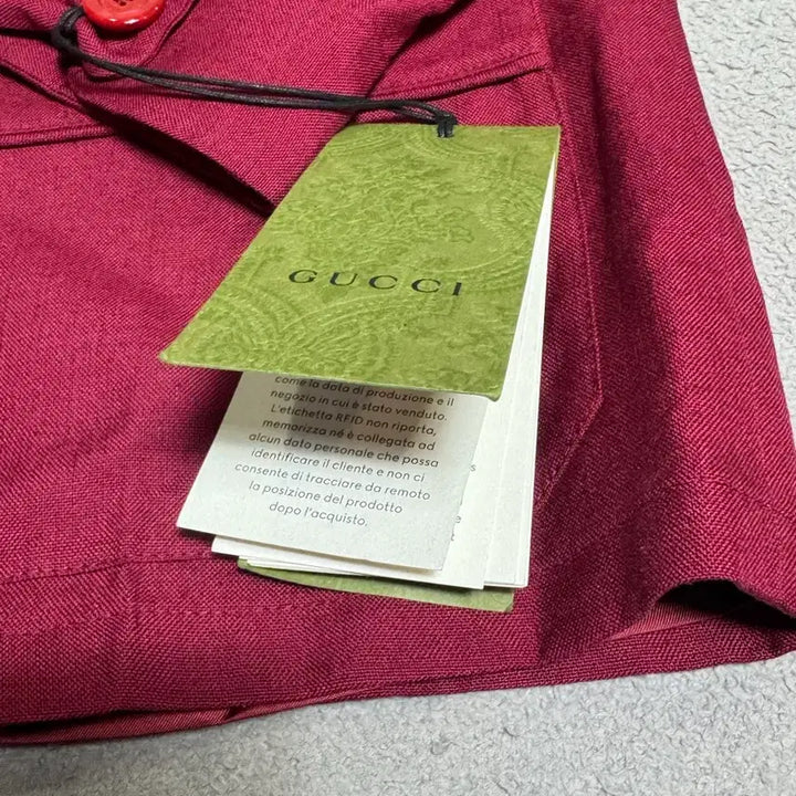 [BUNJANG] Gucci Linen Shirt Jacket Red Pink Size 36 / 새제품 구찌 린넨 레드핑크컬러 셔츠자켓 셔켓 / 프라다 샤넬 에르메스 로