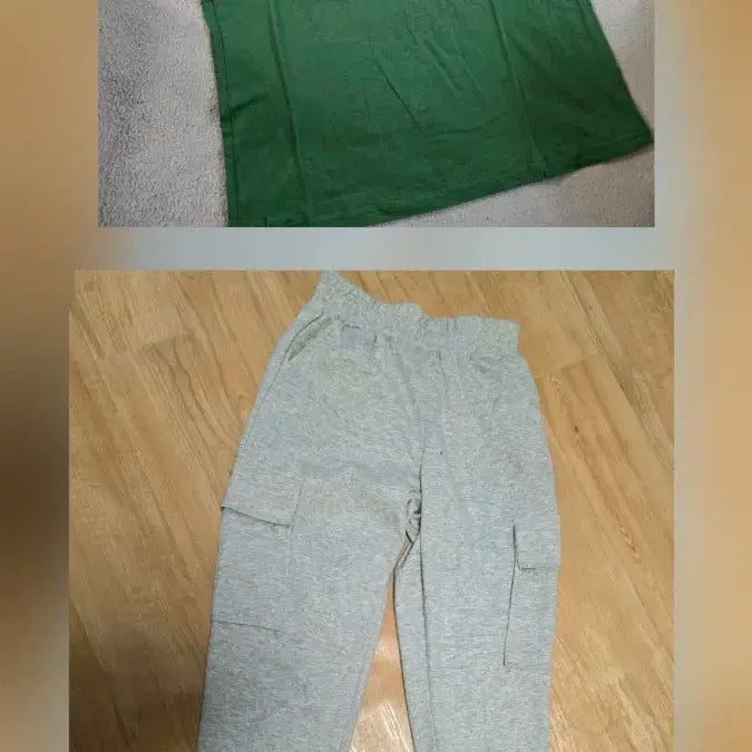 [BUNJANG] T-shirt and Cargo Track Pants Set / 반팔티.카고 츄리닝바지 55-66새거