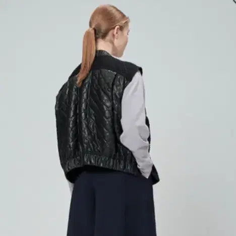 [BUNJANG] System Oversized Faux Leather Block Vest Jacket / 시스템 system 오버핏 페이크 레더 블록 베스트 자켓 55~66
