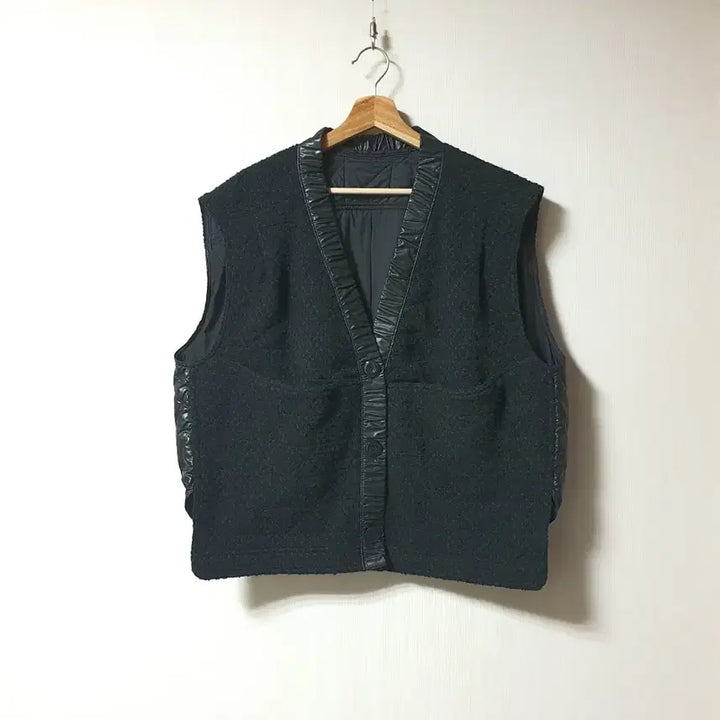 [BUNJANG] System Oversized Faux Leather Block Vest Jacket / 시스템 system 오버핏 페이크 레더 블록 베스트 자켓 55~66