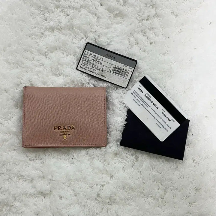 [BUNJANG] Prada Saffiano Leather Metal Logo Bifold Wallet Powder Pink / 프라다 사피아노 레더 메탈 로고 반지갑 파우더 핑크