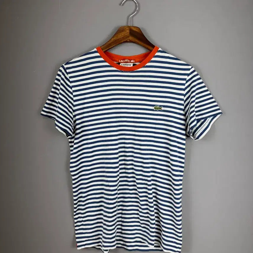 [BUNJANG] Lacoste Navy Stripe Short Sleeve T-Shirt E72 / 라코스테 네이비 스트라이프 반팔 티셔츠 E72