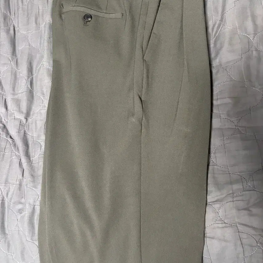[BUNJANG] Musinsa Standard Real Wide Hidden Banding Slacks Dusty Khaki Size 31 / 리얼 와이드 히든 밴딩 슬랙스 더스티 카키 31