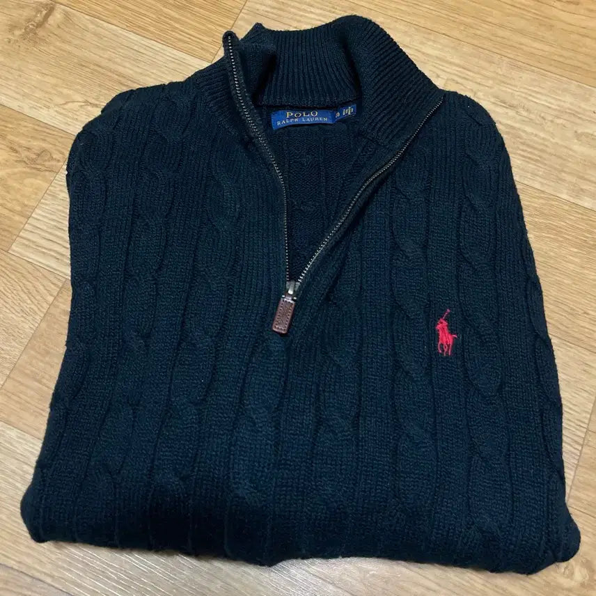 [BUNJANG] Polo Ralph Lauren New Cable Knit Half-Zip Knit Black XL / 폴로 신형 케이블니트 반집업니트  블랙 XL사이즈 (110사이즈)