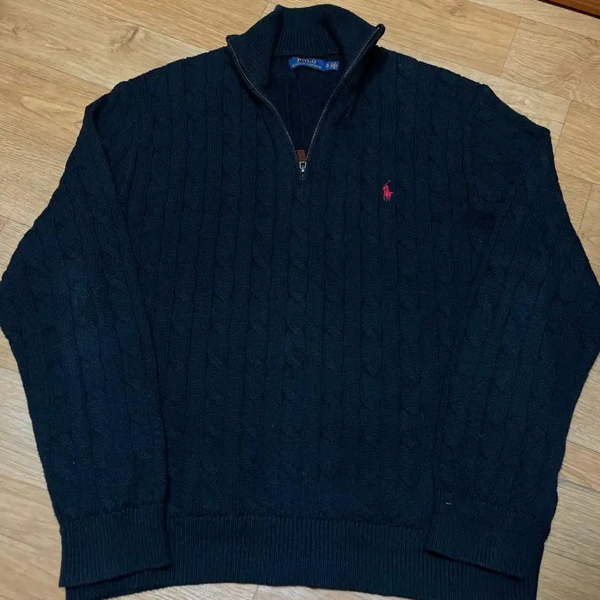 [BUNJANG] Polo Ralph Lauren New Cable Knit Half-Zip Knit Black XL / 폴로 신형 케이블니트 반집업니트  블랙 XL사이즈 (110사이즈)