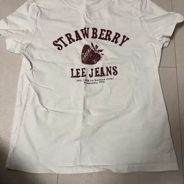 [BUNJANG] Lee Jeans Strawberry Print Short Sleeve T-Shirt - Size M / Lee Jeans 딸기 프린팅 반팔 티셔츠 M