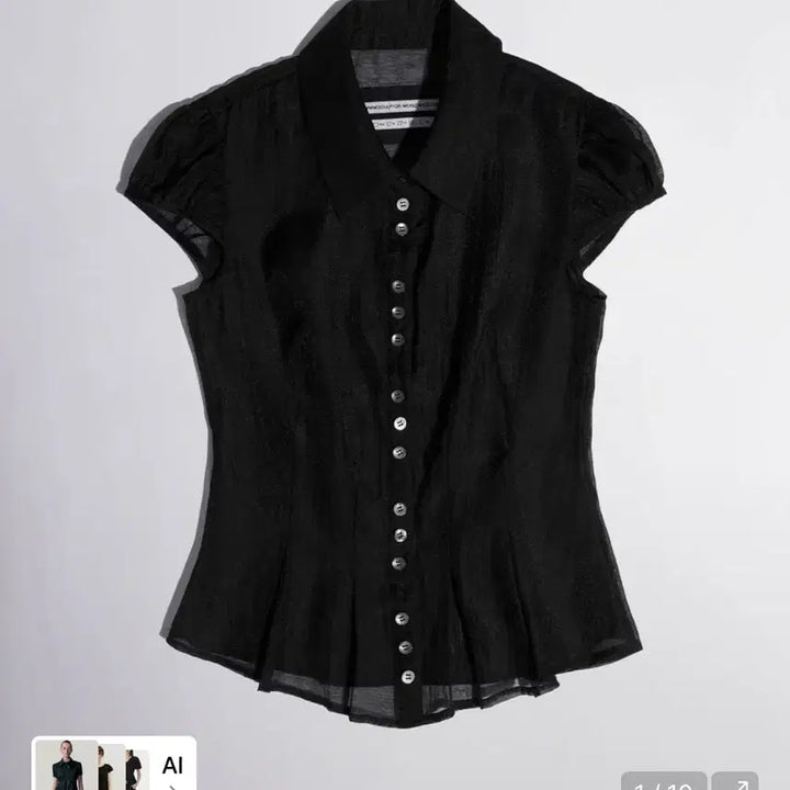 [BUNJANG] Sculptor Sheer Pleated Hem Blouse Black / 스컬프터 Sheer Pleated Hem Blouse Black 블라우스