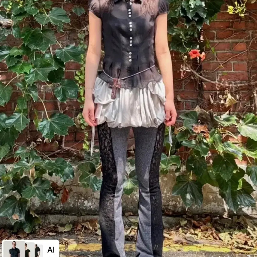 [BUNJANG] Sculptor Sheer Pleated Hem Blouse Black / 스컬프터 Sheer Pleated Hem Blouse Black 블라우스