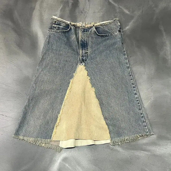 [BUNJANG] Hoxton Cutting Grunge Denim Skirt / Hoxton 컷팅 그런지 데님 스커트 y16507