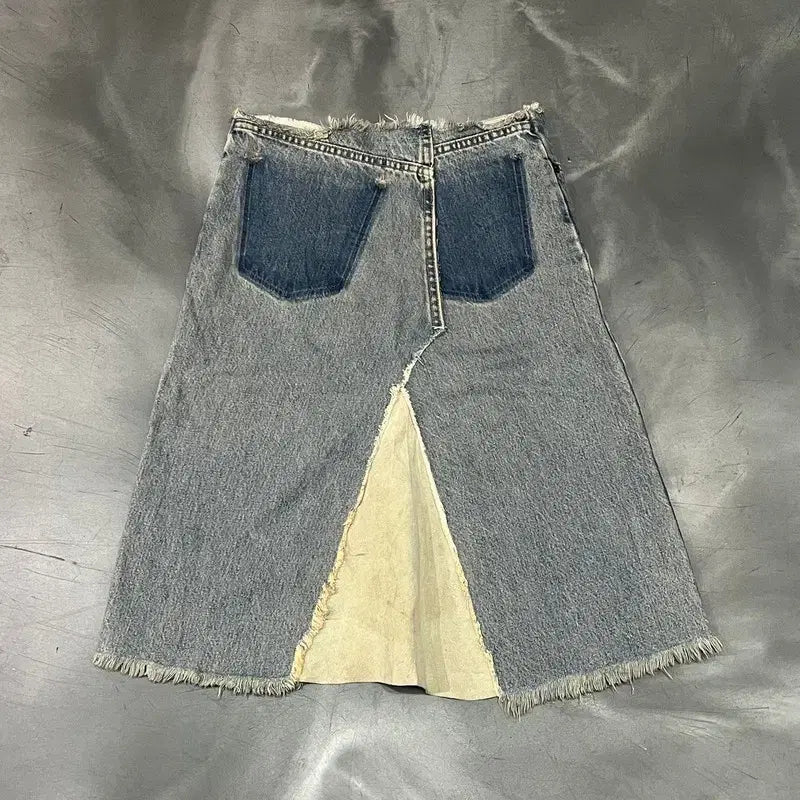 [BUNJANG] Hoxton Cutting Grunge Denim Skirt / Hoxton 컷팅 그런지 데님 스커트 y16507