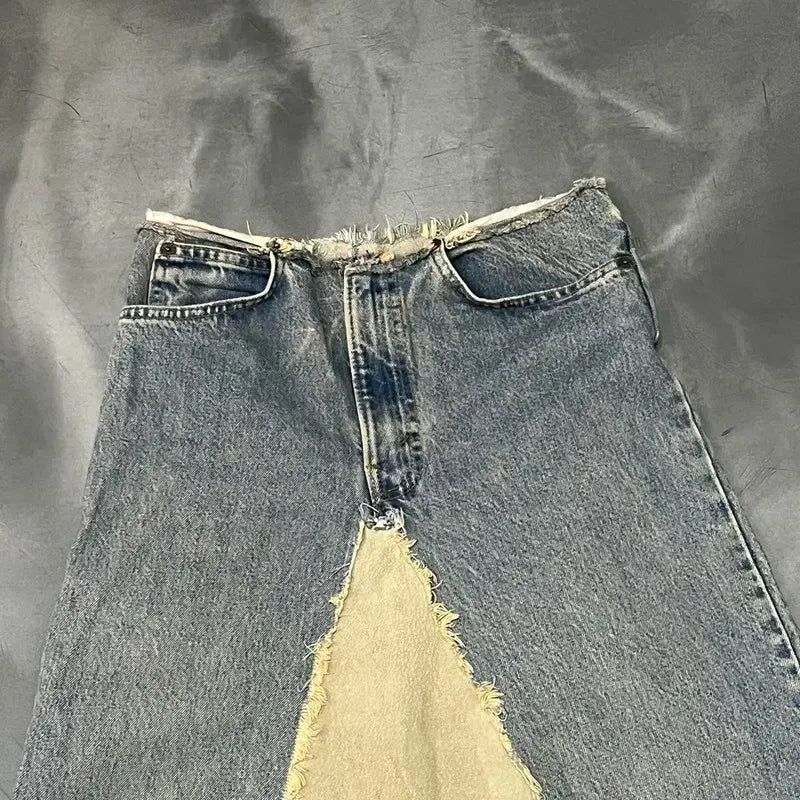 [BUNJANG] Hoxton Cutting Grunge Denim Skirt / Hoxton 컷팅 그런지 데님 스커트 y16507