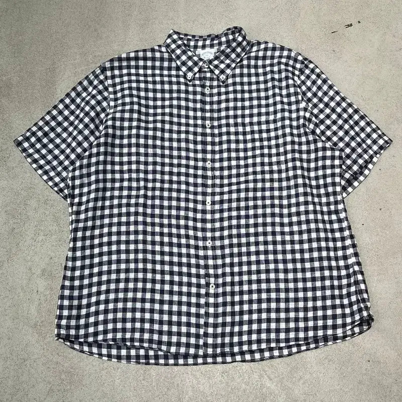 [BUNJANG] Brooks Brothers Linen Half-Sleeve Shirt / 브룩스브라더스 린넨 하프셔츠 s11004