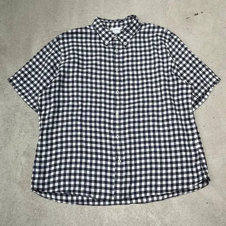 [BUNJANG] Brooks Brothers Linen Half-Sleeve Shirt / 브룩스브라더스 린넨 하프셔츠 s11004