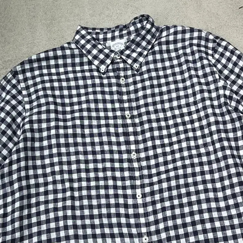 [BUNJANG] Brooks Brothers Linen Half-Sleeve Shirt / 브룩스브라더스 린넨 하프셔츠 s11004