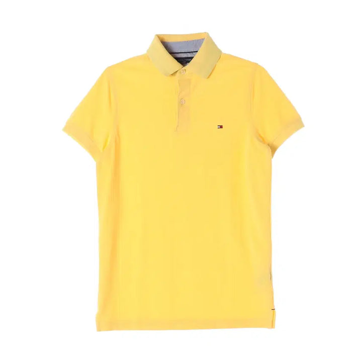[BUNJANG] Tommy Hilfiger Slim Fit Embroidered Logo Short Sleeve Polo T-Shirt / 타미힐피거 슬림핏 로고 자수 폴로 반팔 티셔츠