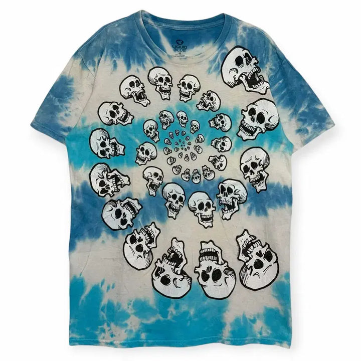 [BUNJANG] Liquid Blue Skull Tie-Dye T-Shirt / 리퀴드블루 해골 타이다이 반팔 티셔츠