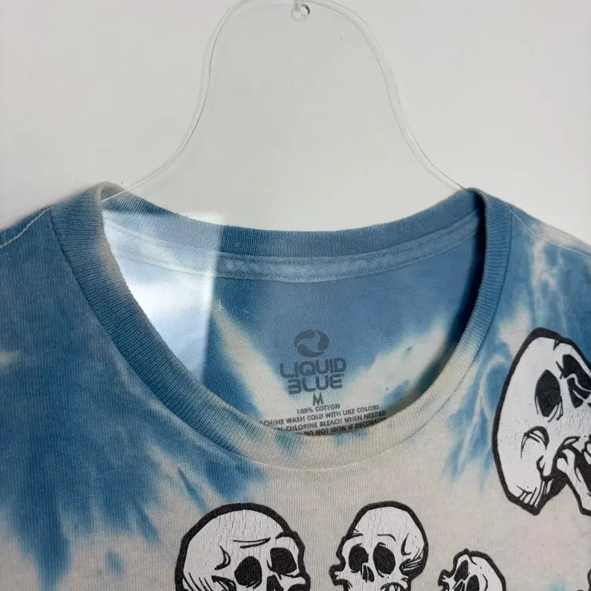 [BUNJANG] Liquid Blue Skull Tie-Dye T-Shirt / 리퀴드블루 해골 타이다이 반팔 티셔츠
