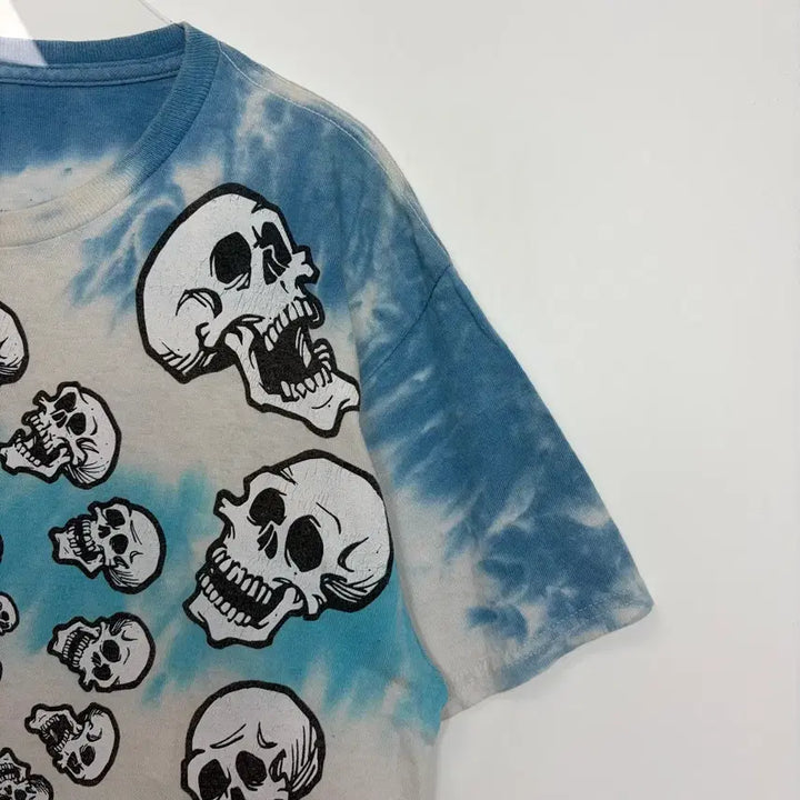 [BUNJANG] Liquid Blue Skull Tie-Dye T-Shirt / 리퀴드블루 해골 타이다이 반팔 티셔츠