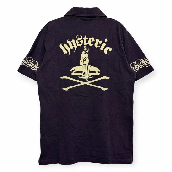 [BUNJANG] Hysteric Glamour Skull Short Sleeve Polo T-Shirt / 히스테릭글래머 해골 스컬 반팔 카라 티셔츠