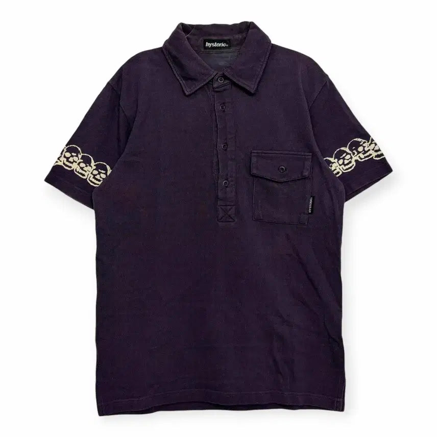 [BUNJANG] Hysteric Glamour Skull Short Sleeve Polo T-Shirt / 히스테릭글래머 해골 스컬 반팔 카라 티셔츠