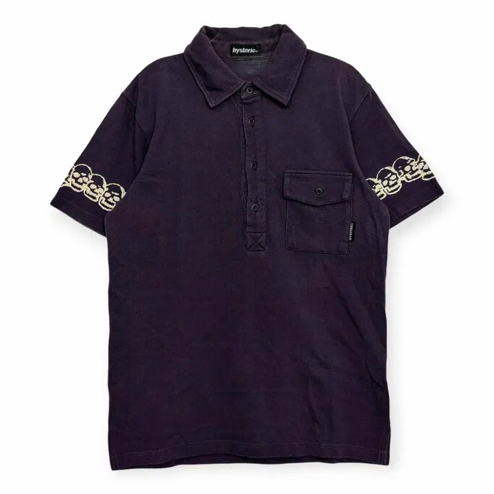 [BUNJANG] Hysteric Glamour Skull Short Sleeve Polo T-Shirt / 히스테릭글래머 해골 스컬 반팔 카라 티셔츠