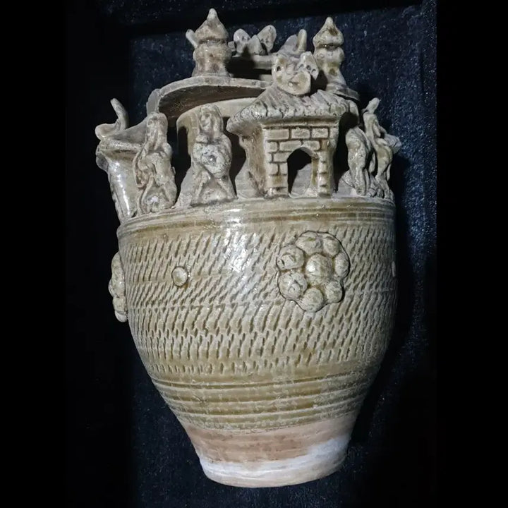 [BUNJANG] Antique Chinese Ceramic Grain Jar / 원/명대 갈유 토우 곡창 집호. 명기 출토 연대 수백년 보증 중국도자기