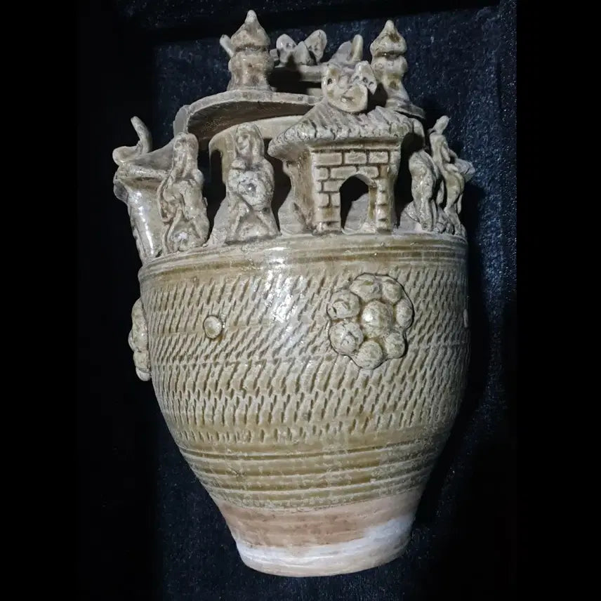 [BUNJANG] Antique Chinese Ceramic Grain Jar / 원/명대 갈유 토우 곡창 집호. 명기 출토 연대 수백년 보증 중국도자기
