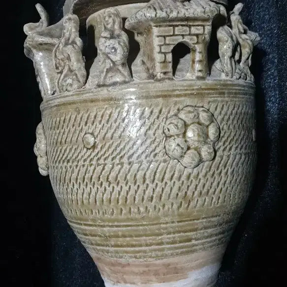 [BUNJANG] Antique Chinese Ceramic Grain Jar / 원/명대 갈유 토우 곡창 집호. 명기 출토 연대 수백년 보증 중국도자기