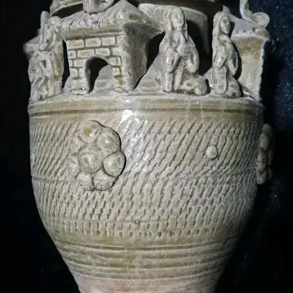 [BUNJANG] Antique Chinese Ceramic Grain Jar / 원/명대 갈유 토우 곡창 집호. 명기 출토 연대 수백년 보증 중국도자기