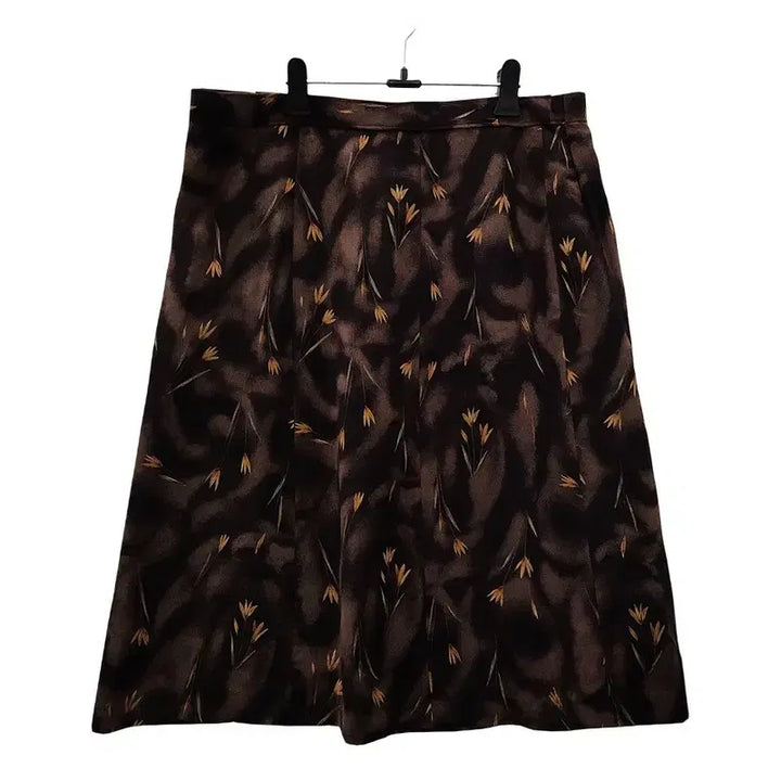 [BUNJANG] Vintage Mini Flower Print Skirt - Chocolate Brown / 빈티지 미니플라워 초코브라운 스커트