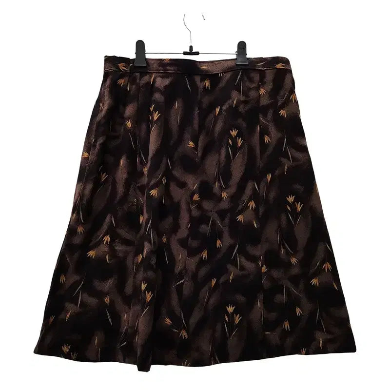 [BUNJANG] Vintage Mini Flower Print Skirt - Chocolate Brown / 빈티지 미니플라워 초코브라운 스커트
