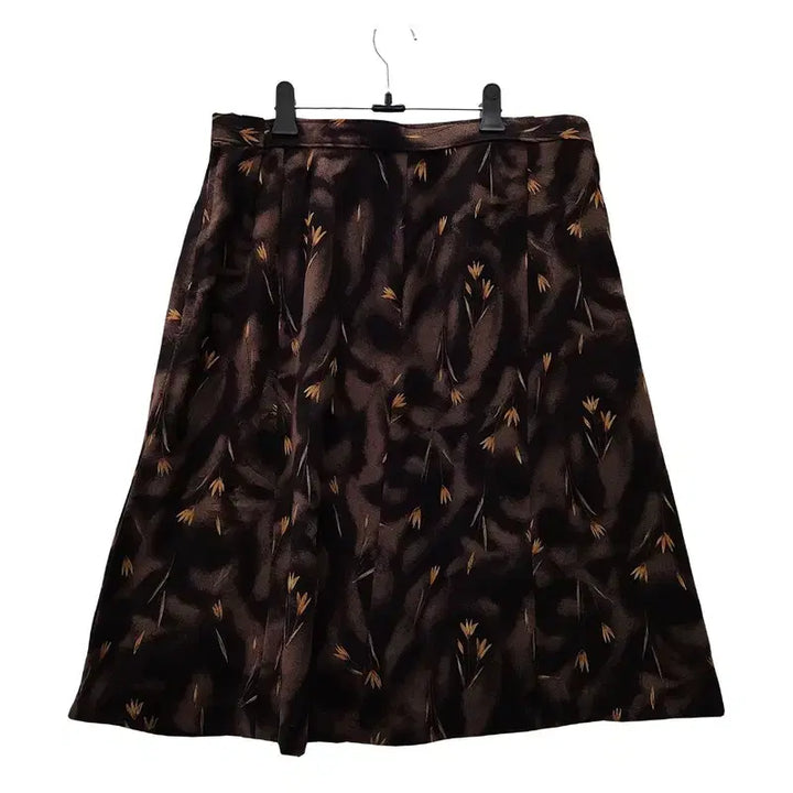 [BUNJANG] Vintage Mini Flower Print Skirt - Chocolate Brown / 빈티지 미니플라워 초코브라운 스커트