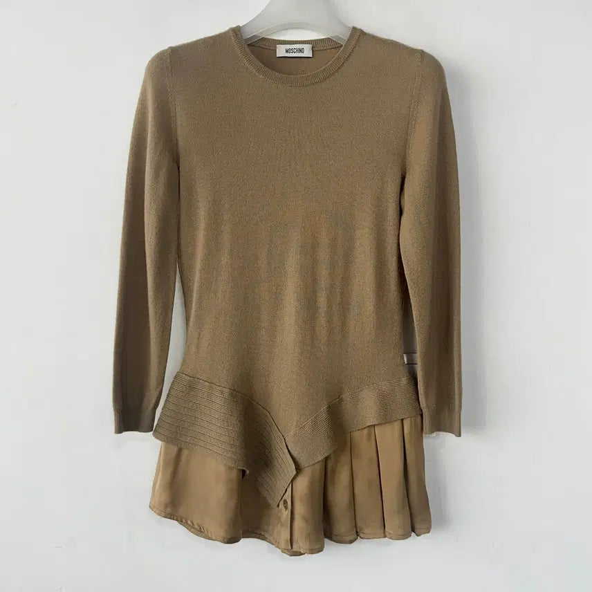 [BUNJANG] Moschino Wool Cashmere Layered Knit Top / 모스키노 울캐시 레이어드 니트 탑