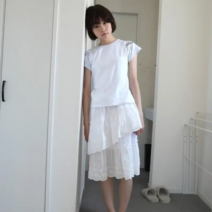 [BUNJANG] Innyang In Harmony Frill Skirt White / 인앤양인하모니 프릴스커트 화이트
