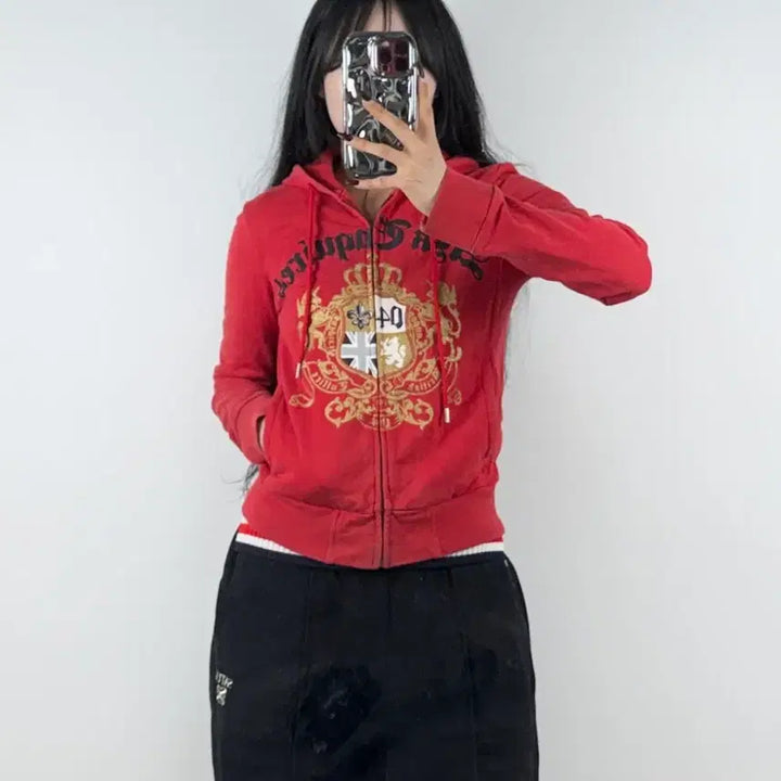 [BUNJANG] ESC Y2K Vintage Red Hoodie Zip-Up / 에스크 y2k 빈티지 레드 후드집업 E79