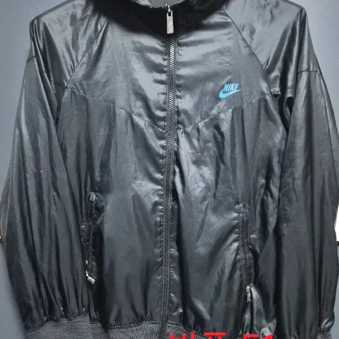 [BUNJANG] Nike Black Windbreaker Hoodie Zip-Up / 나이키 블랙 바람막이 후드 집업