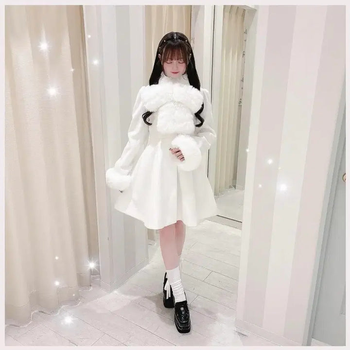 [BUNJANG] Evelyn Ribbon Tippet Coat - White / 에블린 리본 티펫 코트 화이트