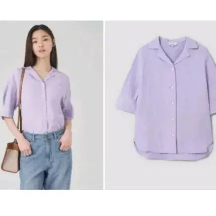 [BUNJANG] Beanpole Ladies 2023 Linen Blouse Lavender Size S / 빈폴레이디스2023(새상품급) 린넨 블라우스 팔아요