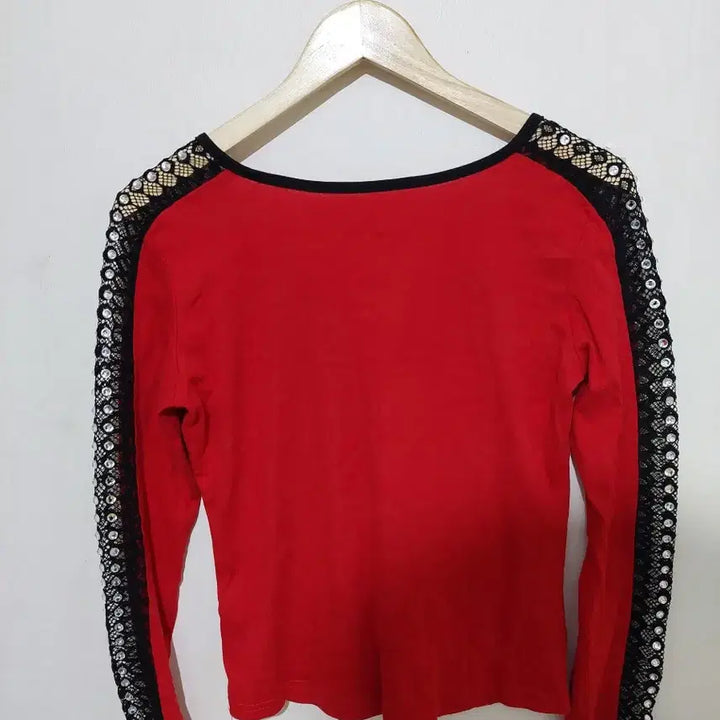[BUNJANG] Sheer Long Sleeve Top with Rhinestone Detail / 여자 보세 시스루 긴팔티